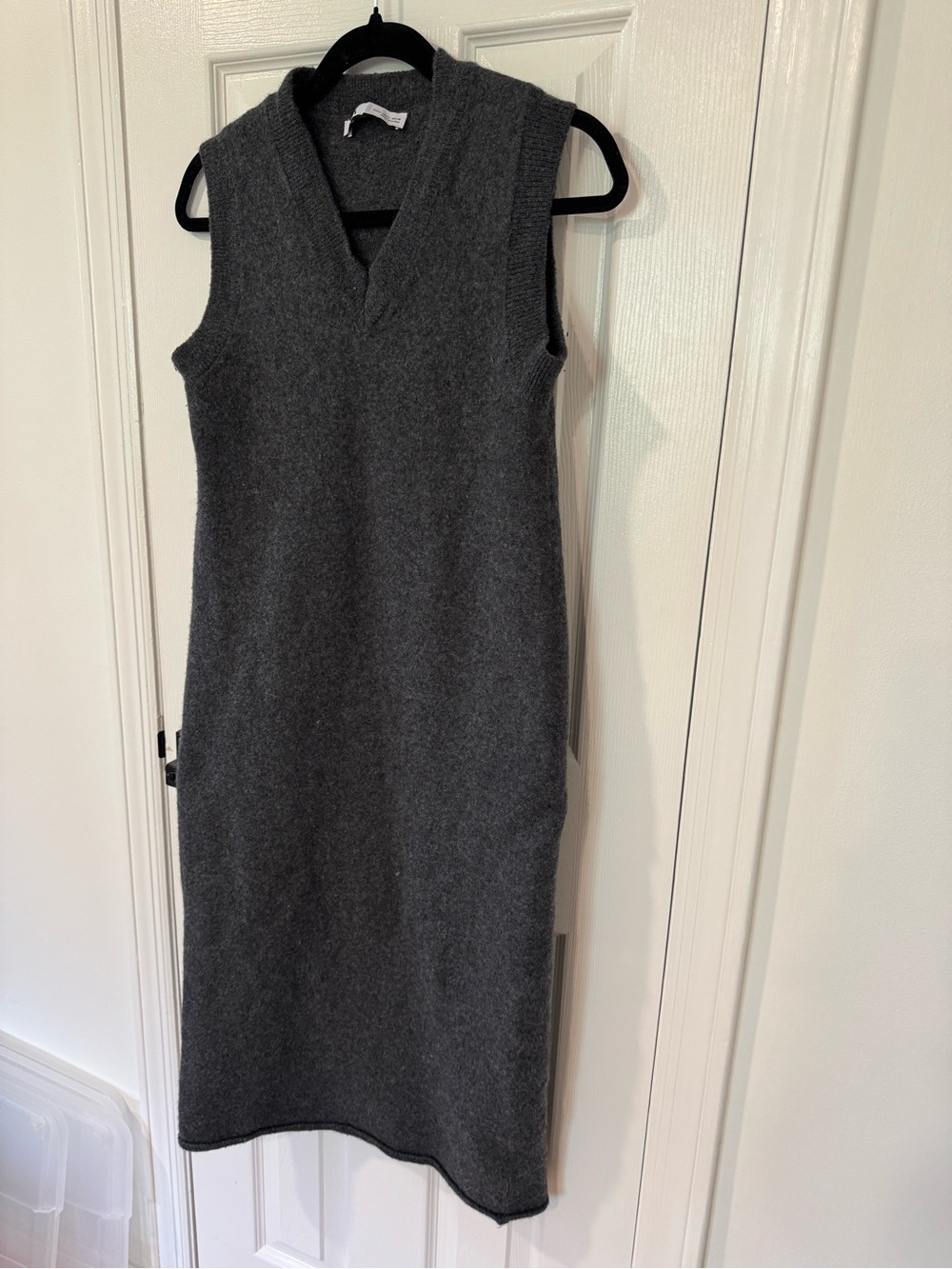 Zara Charcoal Gray Sleeveless V-Neck Midi Dress